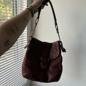 Y2K Vintage Coach Red Soho Studded Shoulder Bag